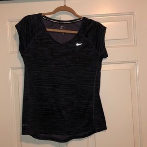 Nike Black and Purple Dri-Fit Running T-shirt